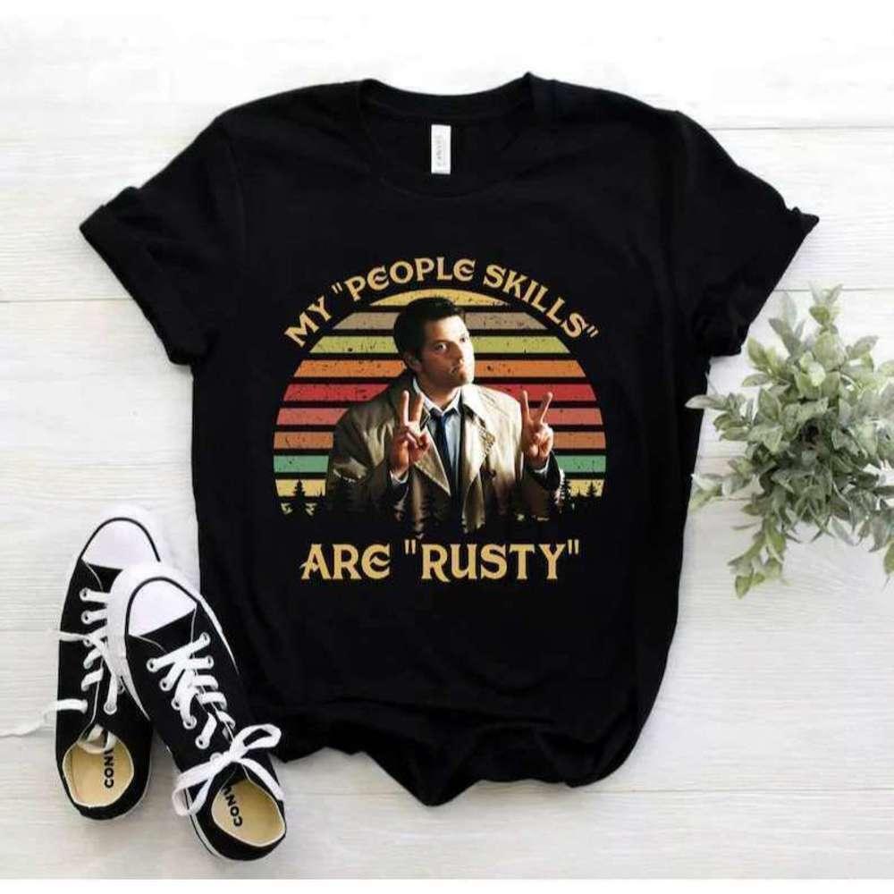 My People Skills Are Rusty Castiel Supernatural Retro Fan TShirt